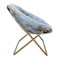 Emma and Oliver Janey Folding Double Saucer Chair with 2 Ottomans and Steel Frame for Dorm or Bedroom